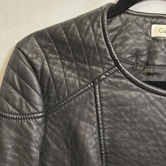 Calvin Klein Black Leather Biker Jacket - Picture 9 of 16